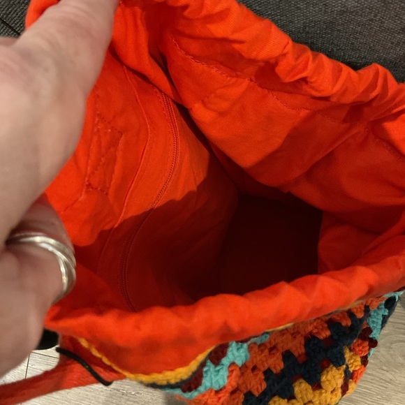 NWT Cider Retro Crochet Granny Square Drawstring Backpack Boho - Picture 13 of 16